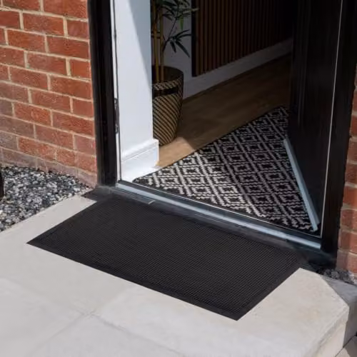 JVL Olympus Black Rubber Scraper Doormat, W: 60 cm, D: 90 cm – 6