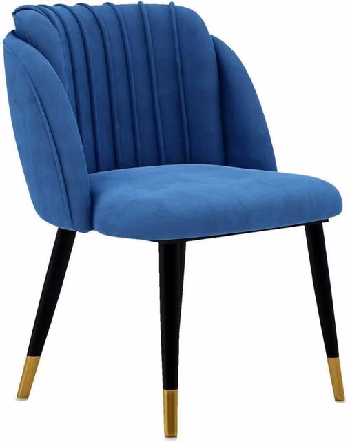 Life Interiors Milano Velvet Dining Chair in Blue with Gold Tipped Metal Legs – 1