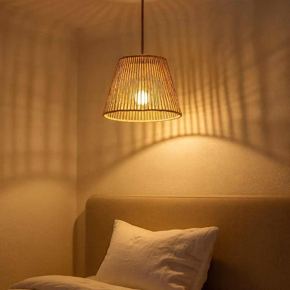 Voltico Handwoven Brown Jute Rope Round Pendant Lampshade with E27 Adapter, Diameter: 28 cm, Height: 18 cm – 5