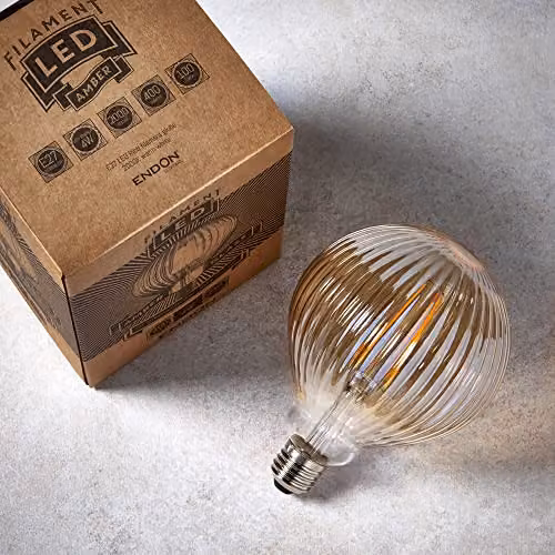 Loops Amber Tinted LED Filament Globe Bulb, 4W E27, 2000K Warm White, 400 Lumen – 4