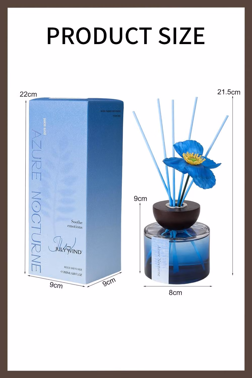 Living and Home Blue Reed Diffuser Set with Fruity, Floral, Woody and Oriental Scents, 200ml – 3