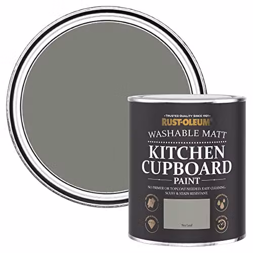 Rust-Oleum Water Based Kitchen Cupboard Paint in Matt Finish, Green and Grey, 750ml
