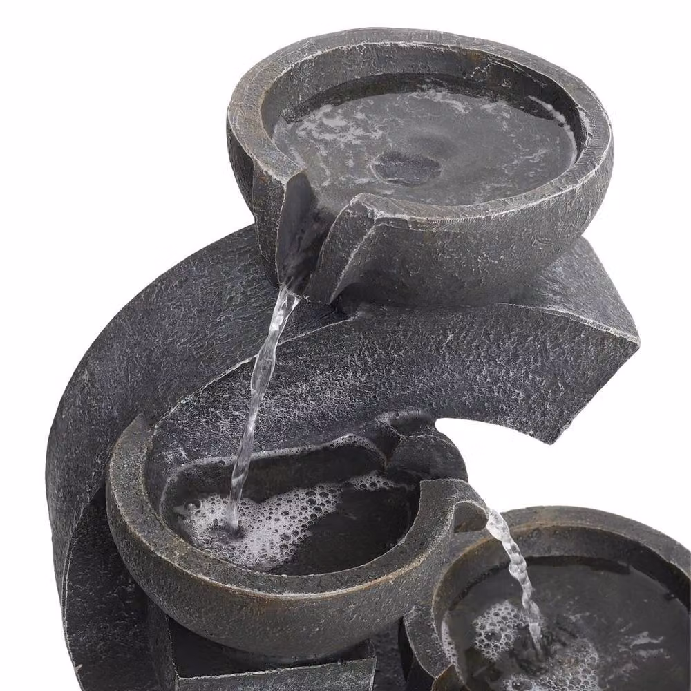 FLAVORA 4 Tier LED Cascading Water Feature in Grey – 3
