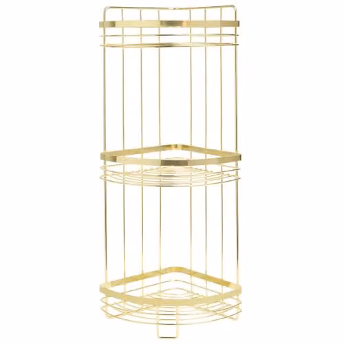 OHS 3 Tier Freestanding Gold Bathroom Corner Shower Caddy Organiser