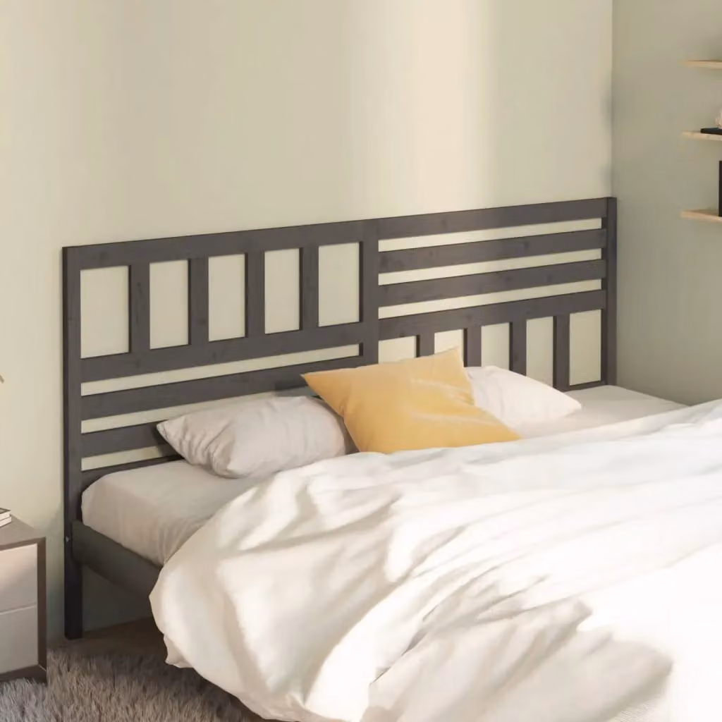 Berkfield Home Grey Solid Wood Pine Bed Headboard, W: 206 cm, D: 4 cm, H: 100 cm – 2