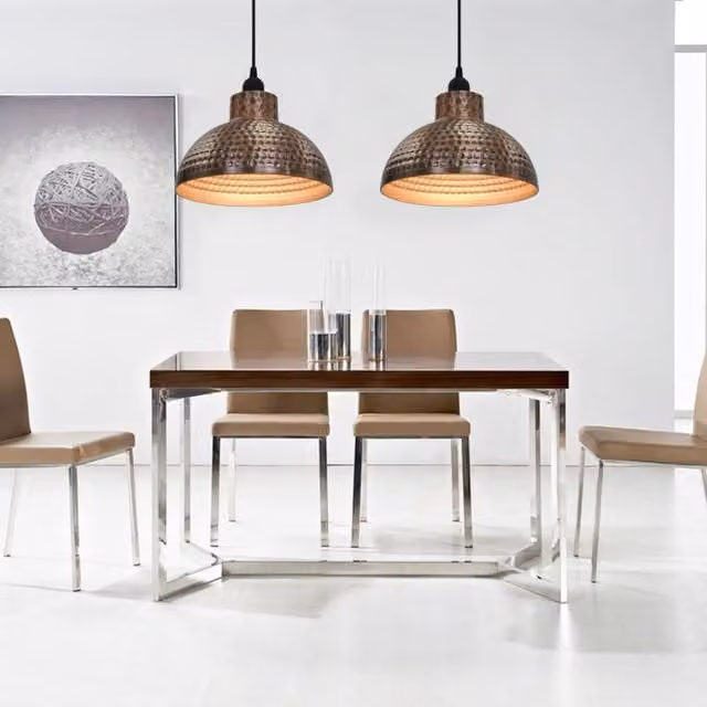 Berkfield Home Set of 2 Modern Semi-spherical Copper Colour Metal Ceiling Lamps in Brown – 1