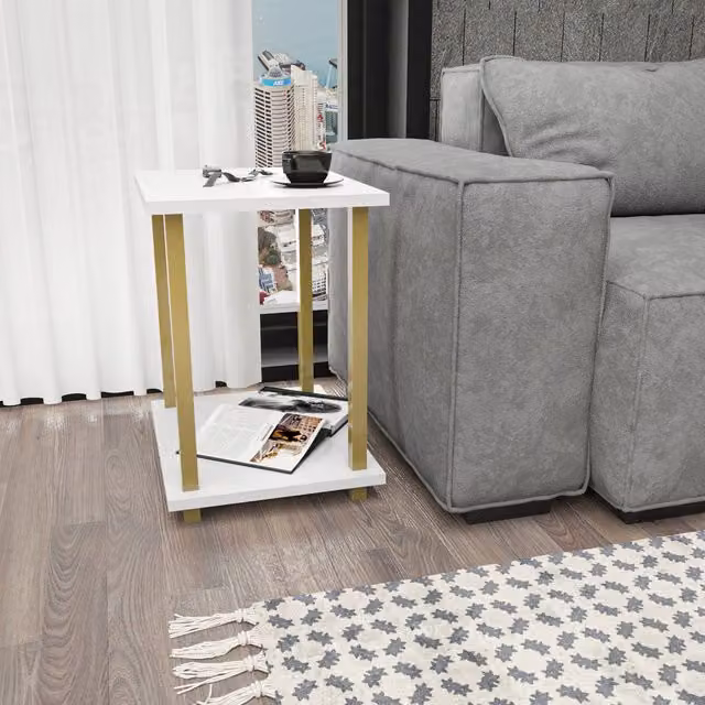 Decorotika Gurnee Side Table in White and Gold