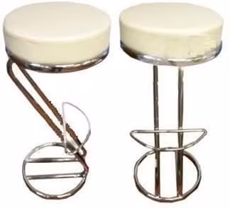 netfurniture Z Shaped Red Breakfast Bar Stool with Chrome Metal Frame in Beige