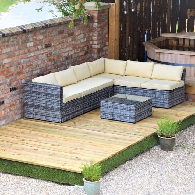 Swift Deck Brown Wood Self Assembly Garden Decking Kit W: 7 m, D: 2.4 m