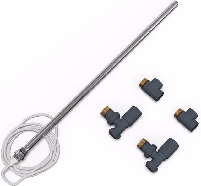 UK Radiators Talus Dual Fuel Towel Rail Kit, Anthracite, Width: 55 cm