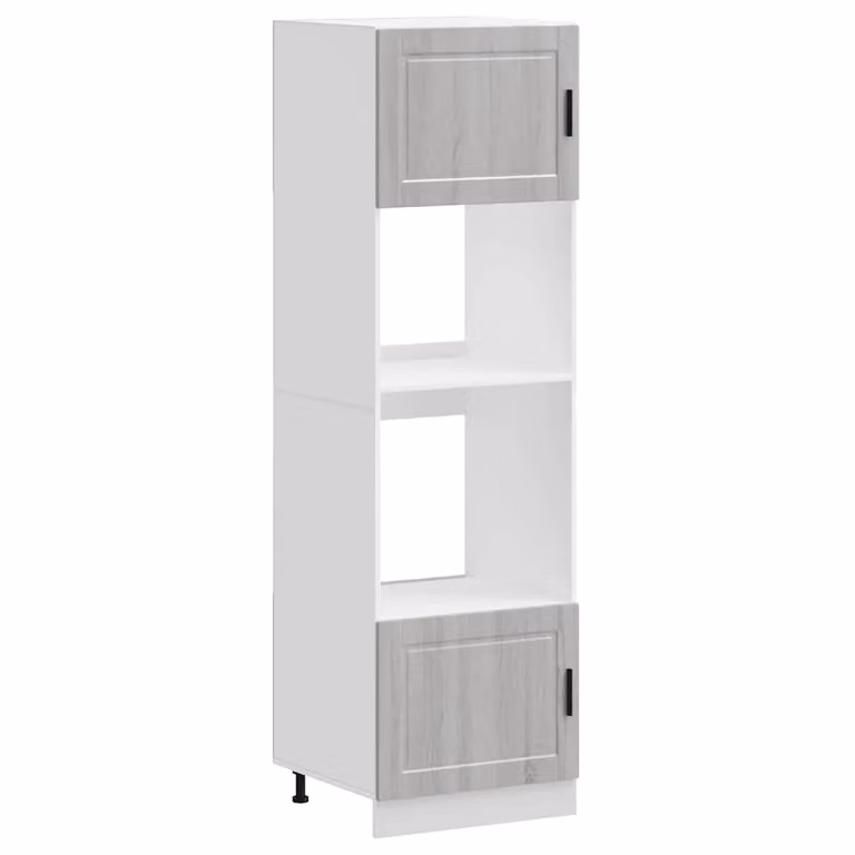 Berkfield Home Set of 2 Porto Grey Sonoma Freestanding Kitchen Appliance Housing Units in Engineered Wood