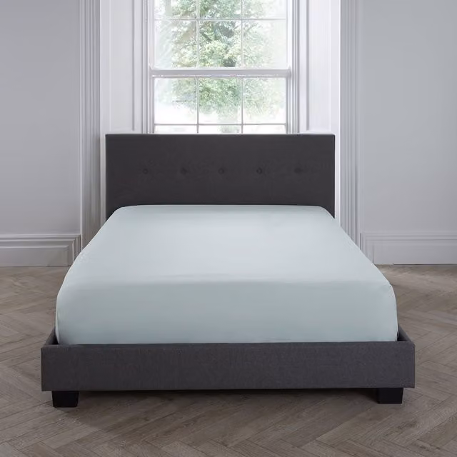 Serene Terrys Green Microfibre Fitted Bed Sheet, Double, W/D/H: 140 x 200 x 32 cm – 1
