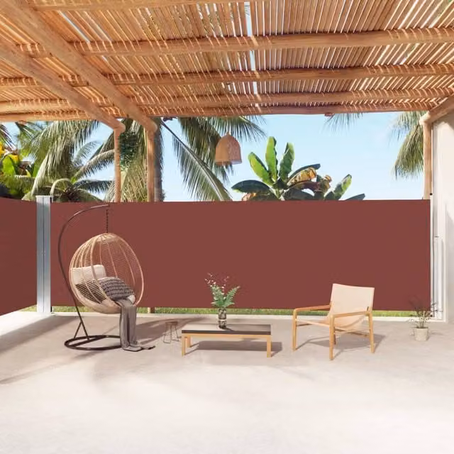Berkfield Home Retractable Brown Polyester Roller Side Awning W/H: 1000 x 180 cm – 1