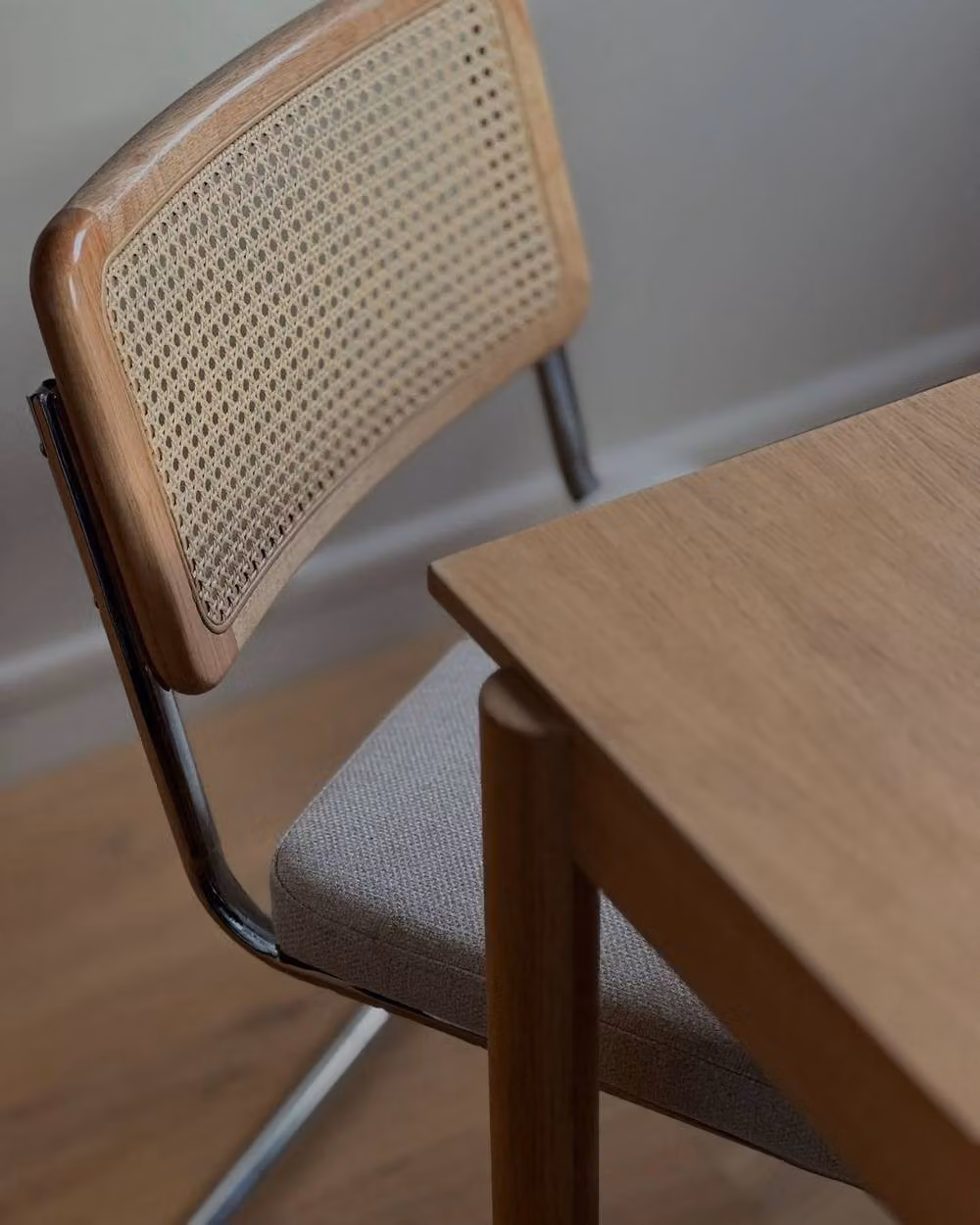 Nordlys Set of 2 Industrial Metal and Cane Rattan Dining Chairs in Beige and Black – 5