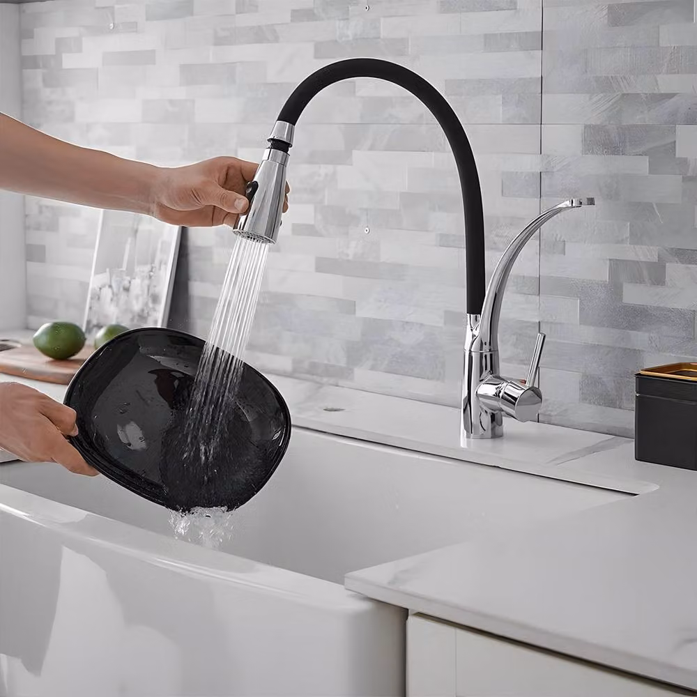 Heable Versatile Kitchen Tap with Pull Out Sprayer Shower Head in Silver Chrome – 2