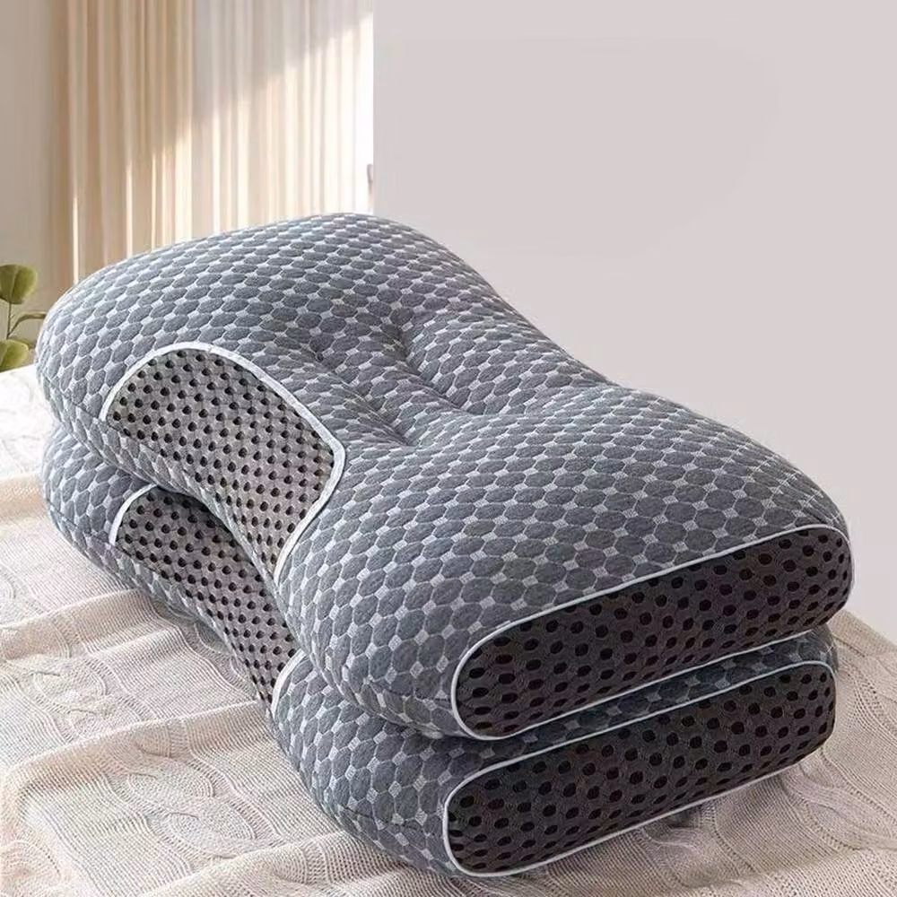 NESTLUNE 2-Piece Cervical Orthopaedic Neck and Shoulder Support Pillows for Babies, Grey, Cot Size – 2