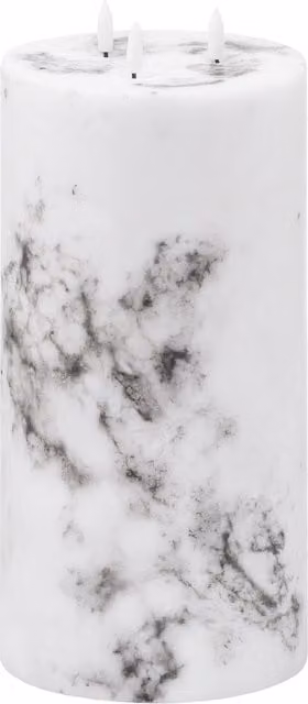 Luxer Collection Natural Glow White Marble Effect LED Pillar Candle with Flicker Effect and Timer