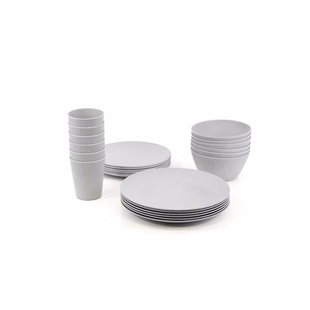 SPETLEK Grey Melamine Picnic Camping Dinner Service Set for 24 Adults – 2
