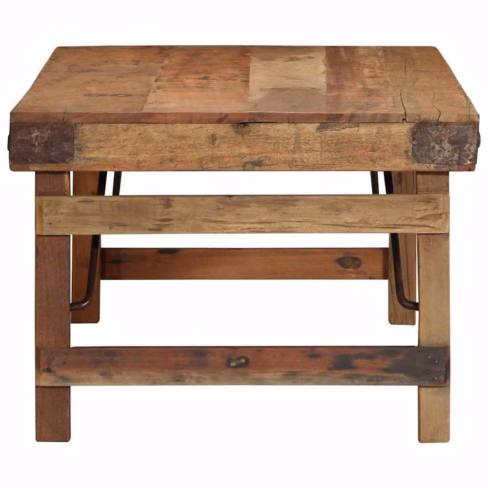 Berkfield Home Rustic Reclaimed Solid Wood Drop Leaf Coffee Table, Brown, W/D/H: 110 x 55 x 40 cm – 3