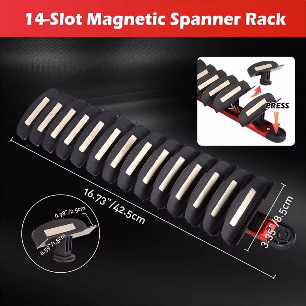 Nordara 42-Slot Magnetic Wrench Organizer Holder in Black – 2