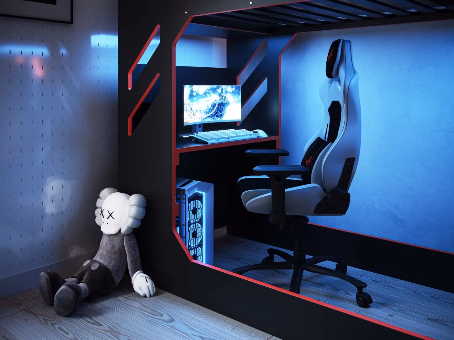 Recoil Shuttle LED Gaming High Sleeper Single in Black and Red – 2