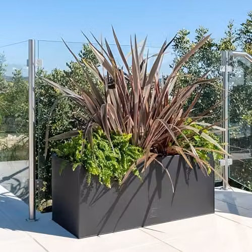 Primrose Black and Grey Galvanised Steel Rectangular Garden Planter Tub – 1