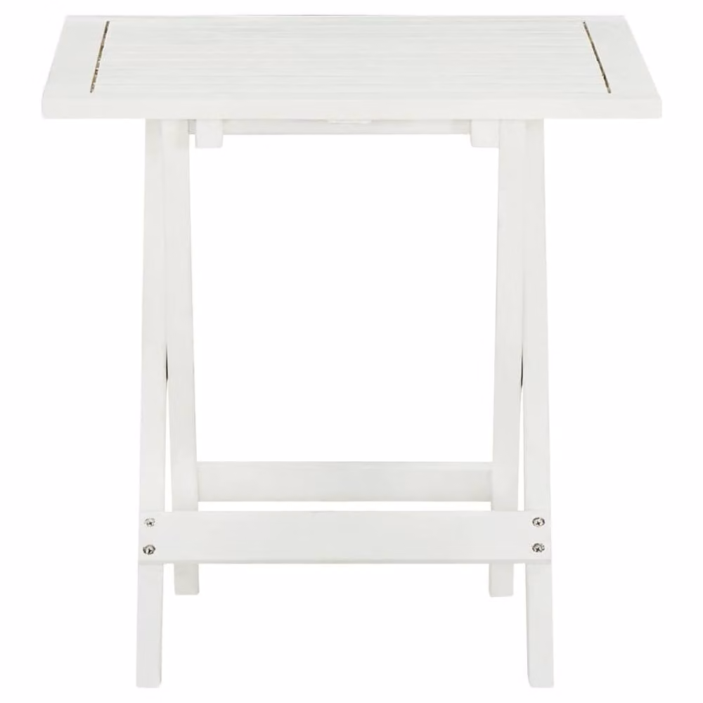 Berkfield Home Bistro Table in White and Brown Solid Acacia Wood, W/D/H: 46 x 46 x 47 cm