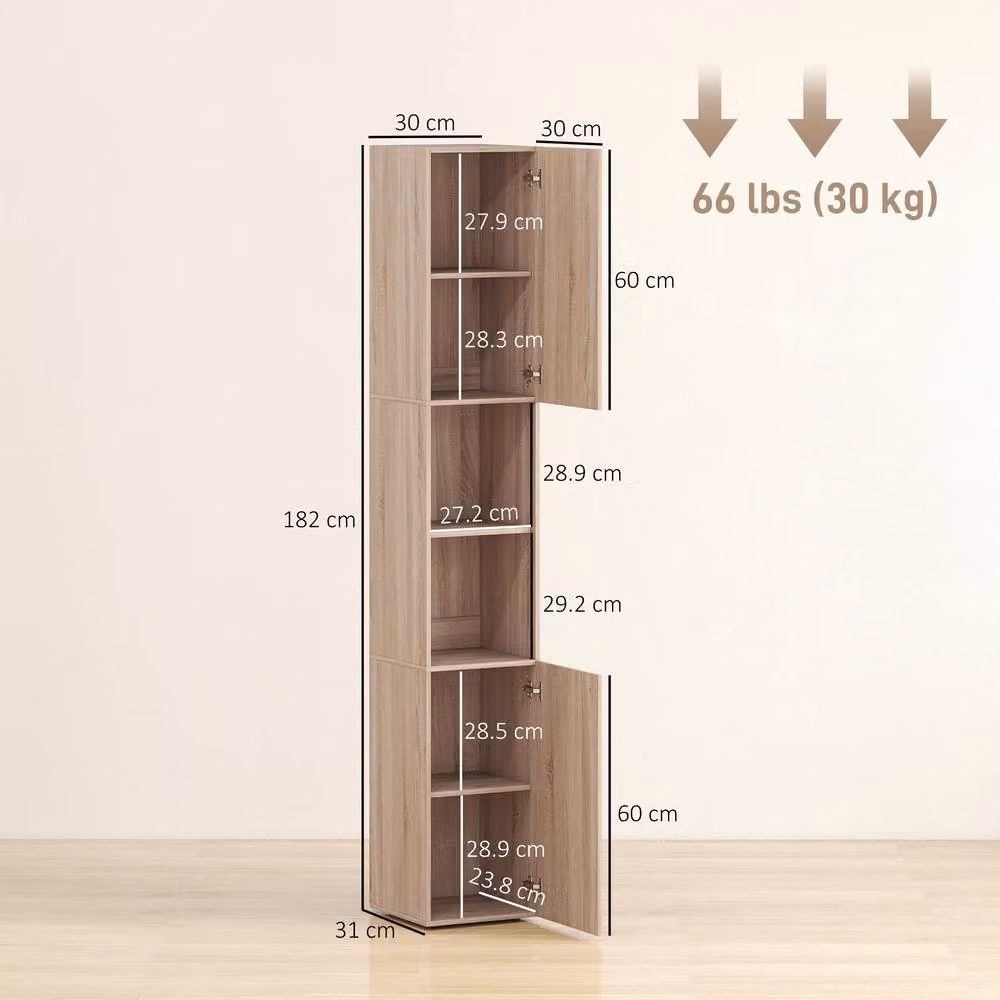 STILVORA Scandinavian Style Freestanding Bathroom Cabinet with Internal Shelves and Hinged Doors in Natural Brown – 2
