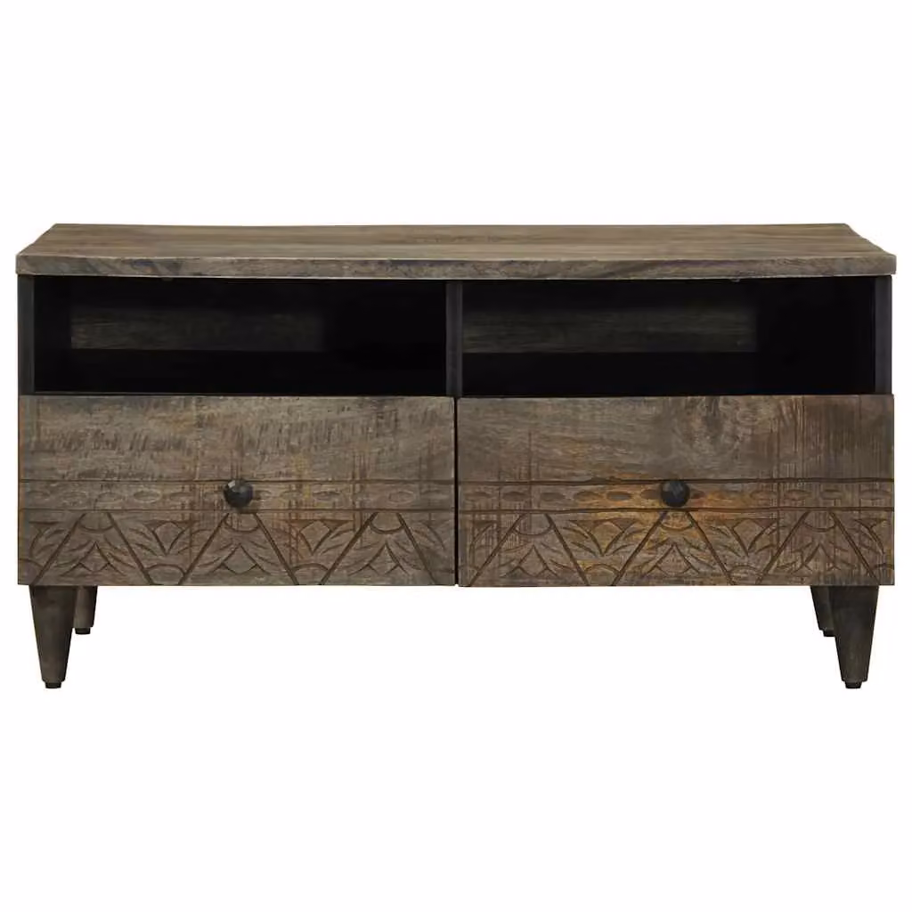 Berkfield Home Mango Wood Coffee Table, Light Grey, W: 80 cm, D: 54 cm, H: 40 cm – 2