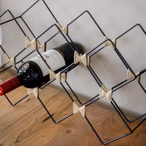 BarCraft 8-Bottle Free Standing Metal Wine Rack, Black, W/D/H: 46 x 13 x 29.5 cm – 2