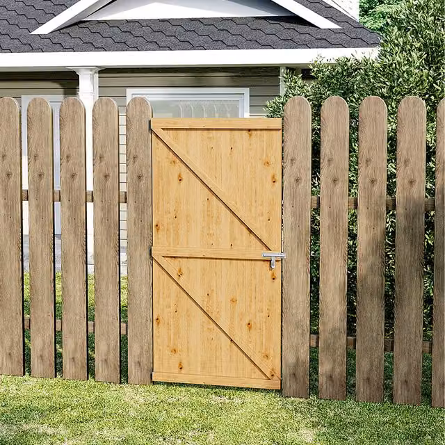 Breeins Wooden Swing Garden Gate with Latch in Brown and Yellow, Width: 91 cm