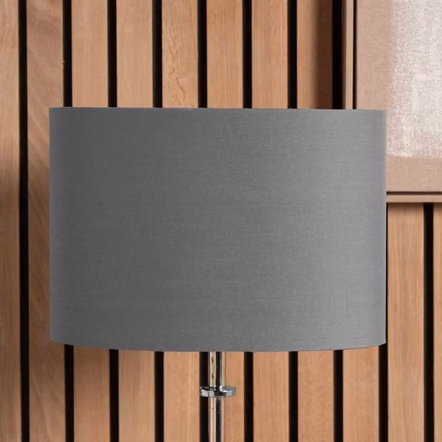 Ruma Grey Oval Poly Cotton Lamp Shade for Table Lamps, Diameter: 35.56 cm