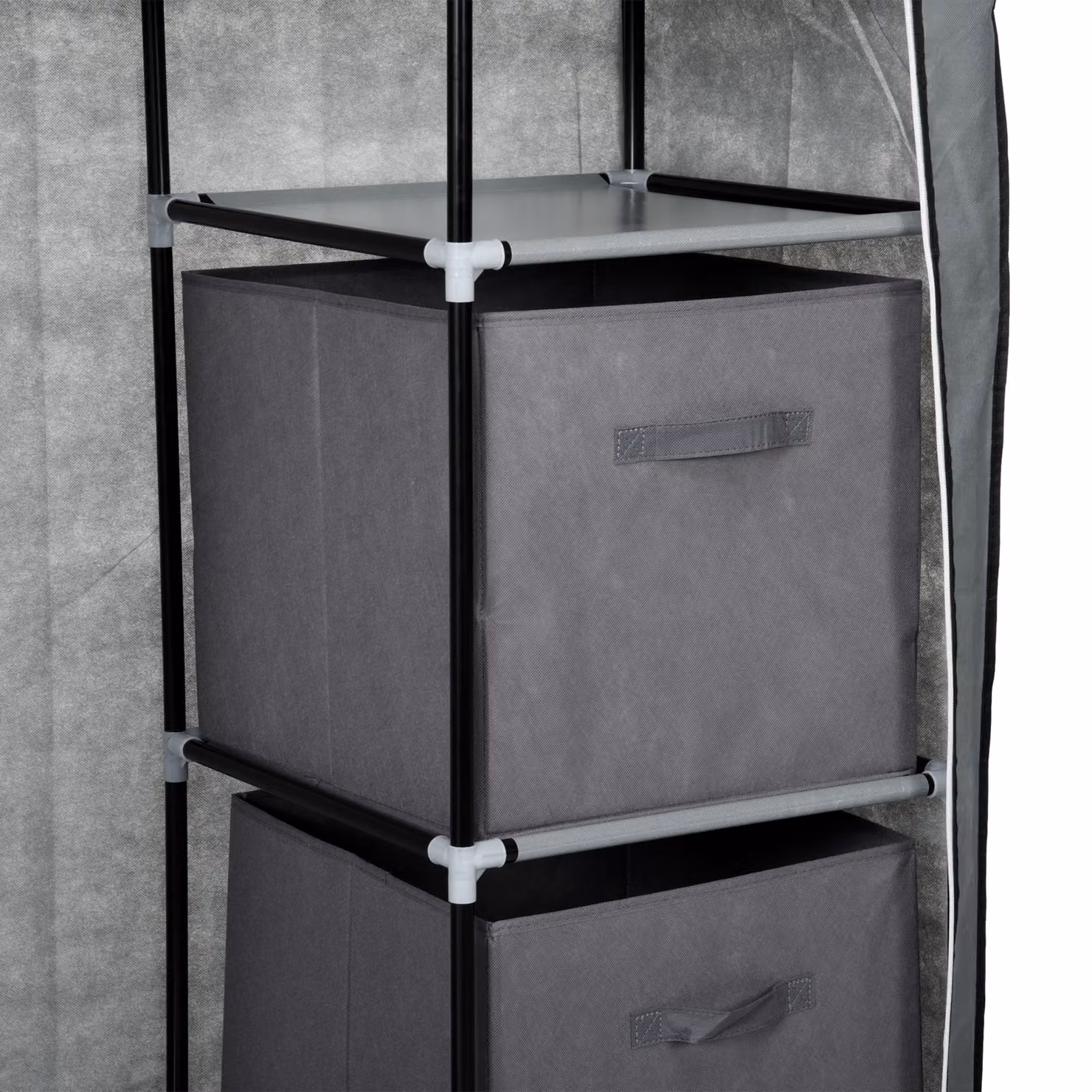 HOMCOM Portable Fabric Wardrobe with Hanging Rail and 2 Drawers, Dark Grey, W/D/H: 102 x 42.5 x 162.5 cm – 6