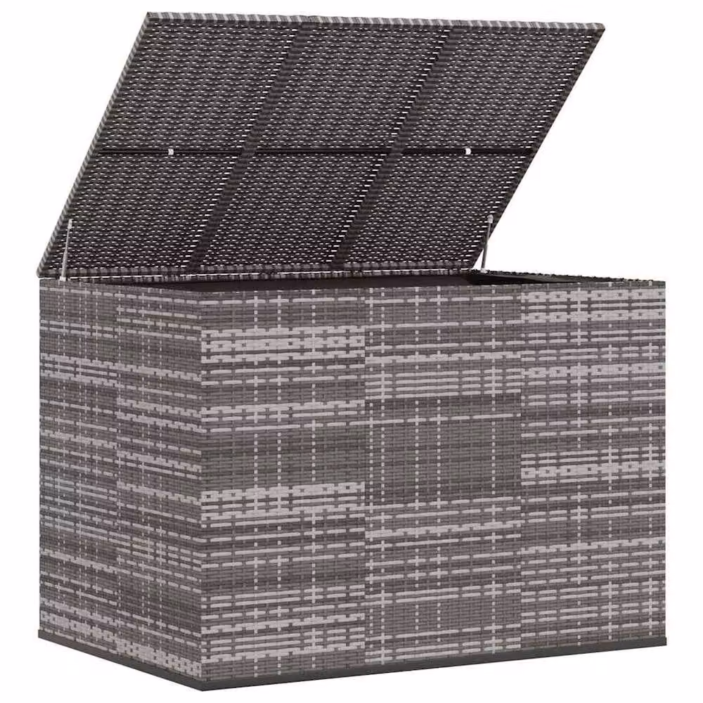 Berkfield Home Durable PE Rattan Garden Cushion Box in Grey, W/D/H: 145 x 100 x 103 cm – 3