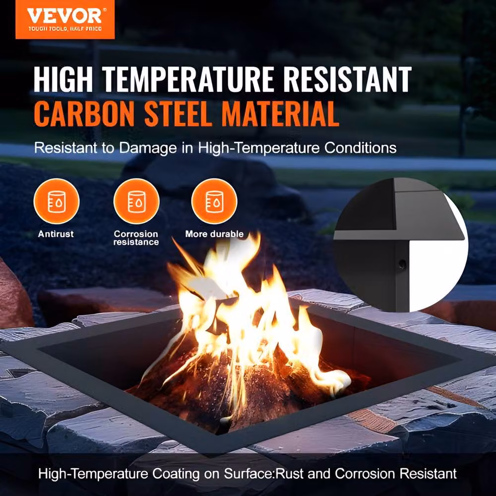 VEVOR Black Q235 Carbon Steel 8-Section Seamless Assembly Fire Pit Ring for Wood Campfires – 2