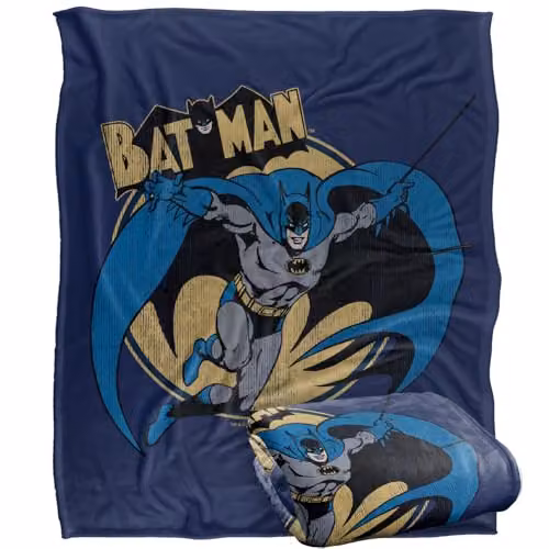 LOGOVISION Batman Through The Night Super Soft Silky Touch Fleece Throw Blanket, Multicolour, W: 127 cm x D: 152.4 cm x H: 1 cm – 1