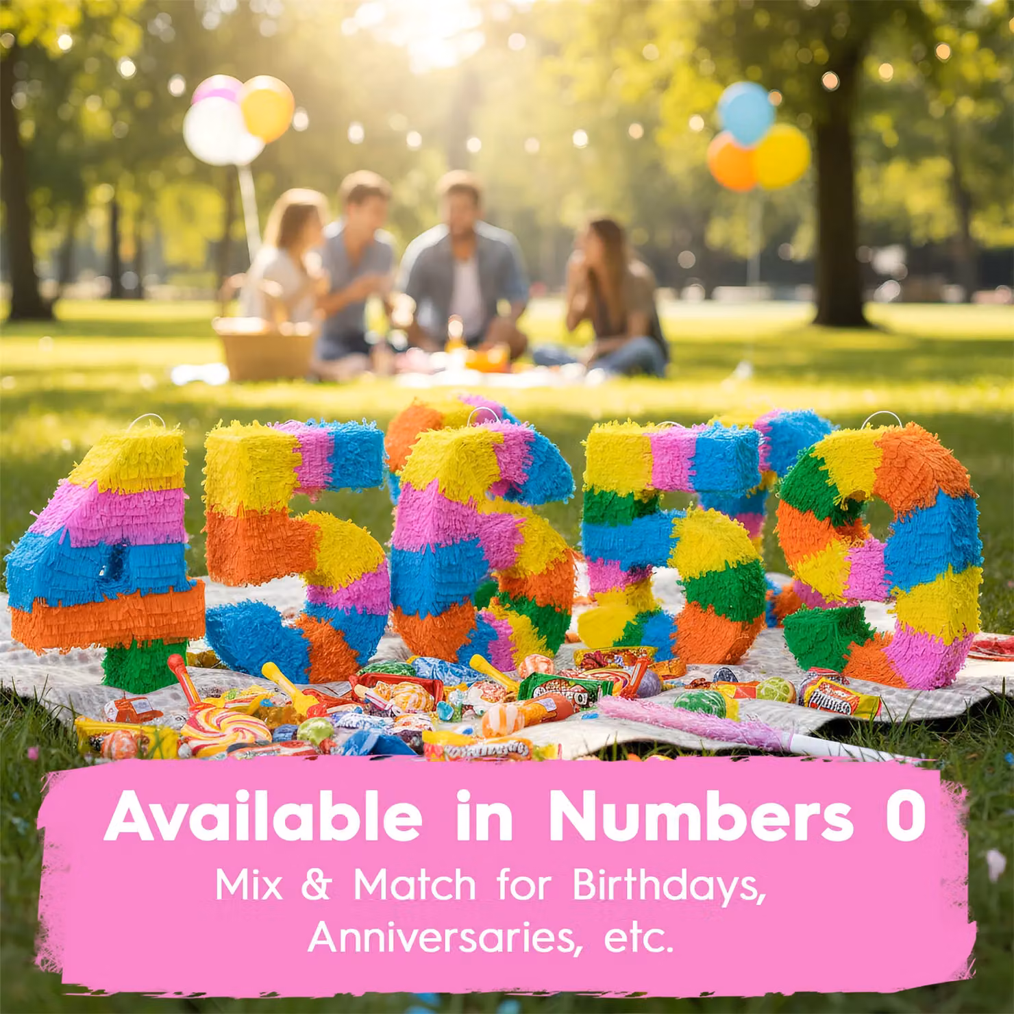 Fax Potato Number 7 Cardboard Pinata Set with Stick and Blindfold in Multicolour – 2