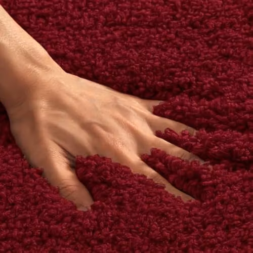 Odyssey Collection Deep Pile Shaggy Microfibre Bath Mat, Burgundy, W: 40 cm, D: 60 cm, H: 2 cm – 6