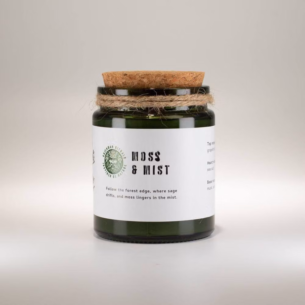 Serenityy Moss & Mist Natural Woodwick Soy Candle in Green – 2