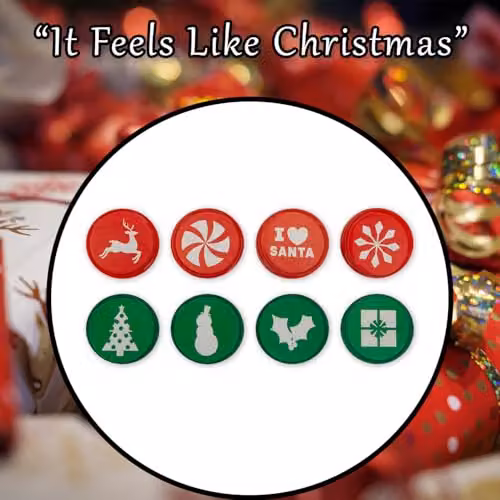 VFM e-Store Christmas Themed Rubber Stamps, 8 Pack, Multicolour, W: 18.4 cm, D: 12.1 cm, H: 2.9 cm – 8