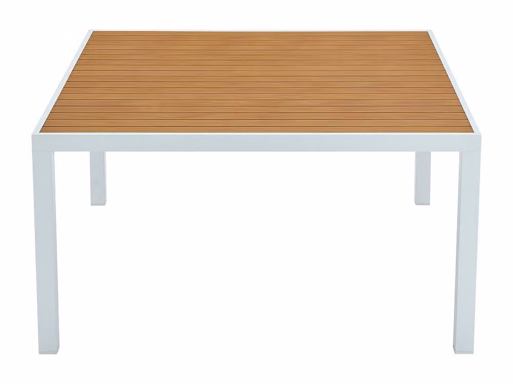 Vente-unique Square Aluminium Garden Dining Table in Light Natural and White, W: 140 cm – 2