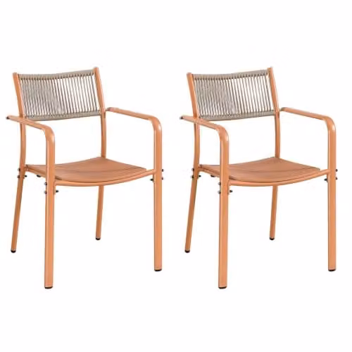 Core Products Sienna Outdoor Dining Chairs, Set of 2 Weather-Resistant Rope-Back Bistro Chairs with Powder Coated Steel Frame – 1