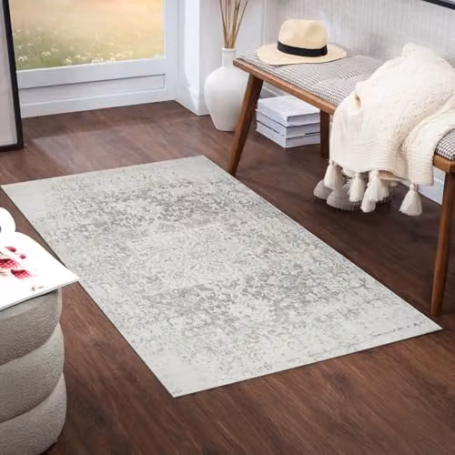 Livabliss Vintage Boho Grey Rectangular Living Room Rug, W/D/H: 80 x 150 x 0.65 cm – 1