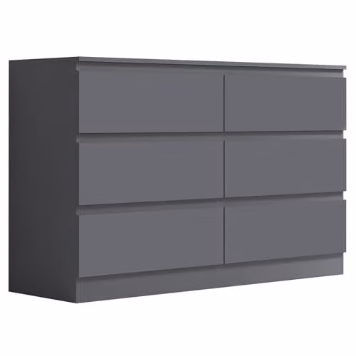 FWStyle Carlton Matt Dark Grey 6 Drawer Chest of Drawers W/D/H: 120 x 40 x 77 cm