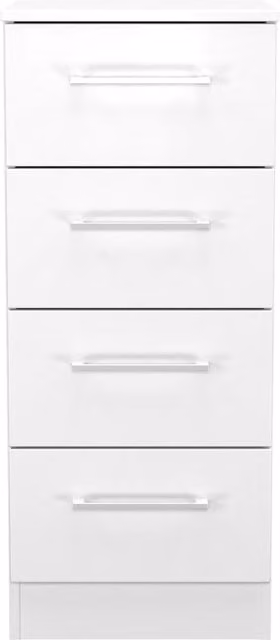 Ready Assembled 2 U Gloucester 4 Drawer Tall Bedside Table in White