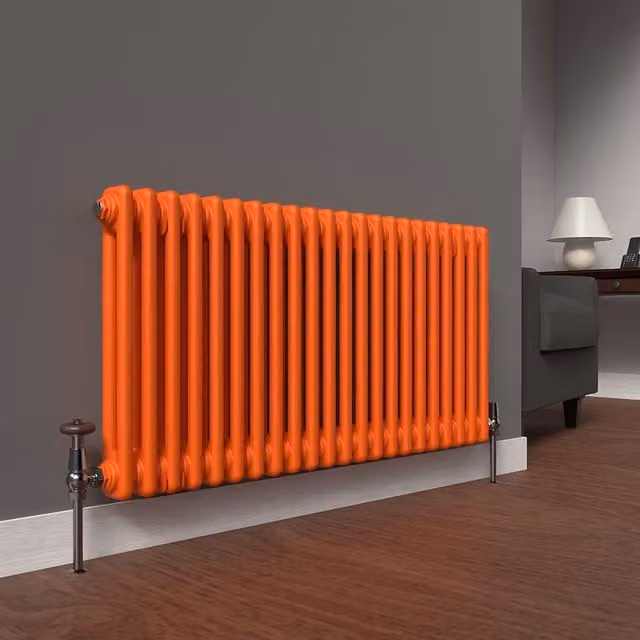 Lux Heat Horizontal 2 Column Steel Radiator in Orange, W: 101.0 cm, H: 50.0 cm