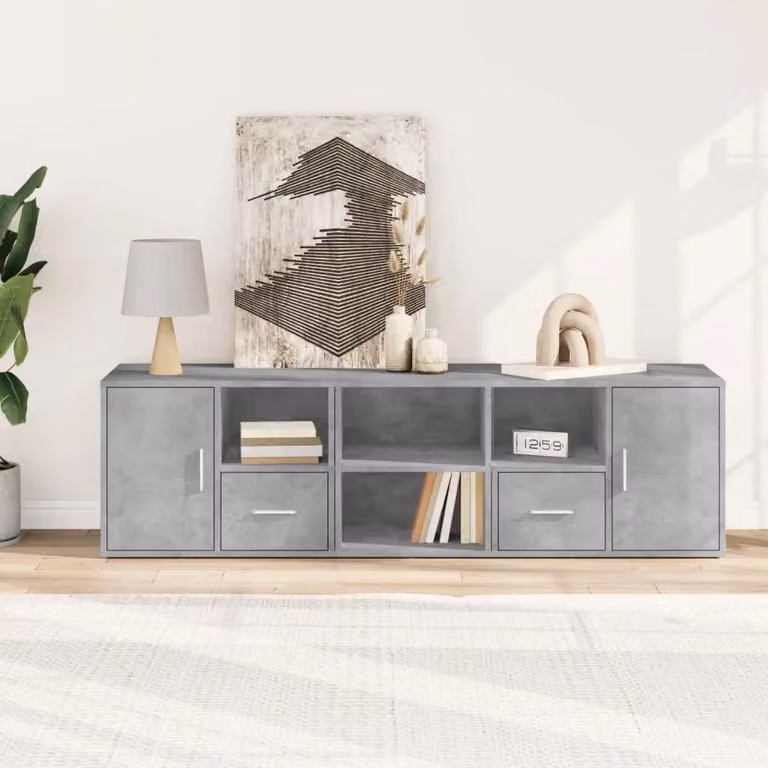 Berkfield Home Modern Corner Cabinet in Concrete Grey, W: 160 cm, D: 40 cm, H: 45 cm