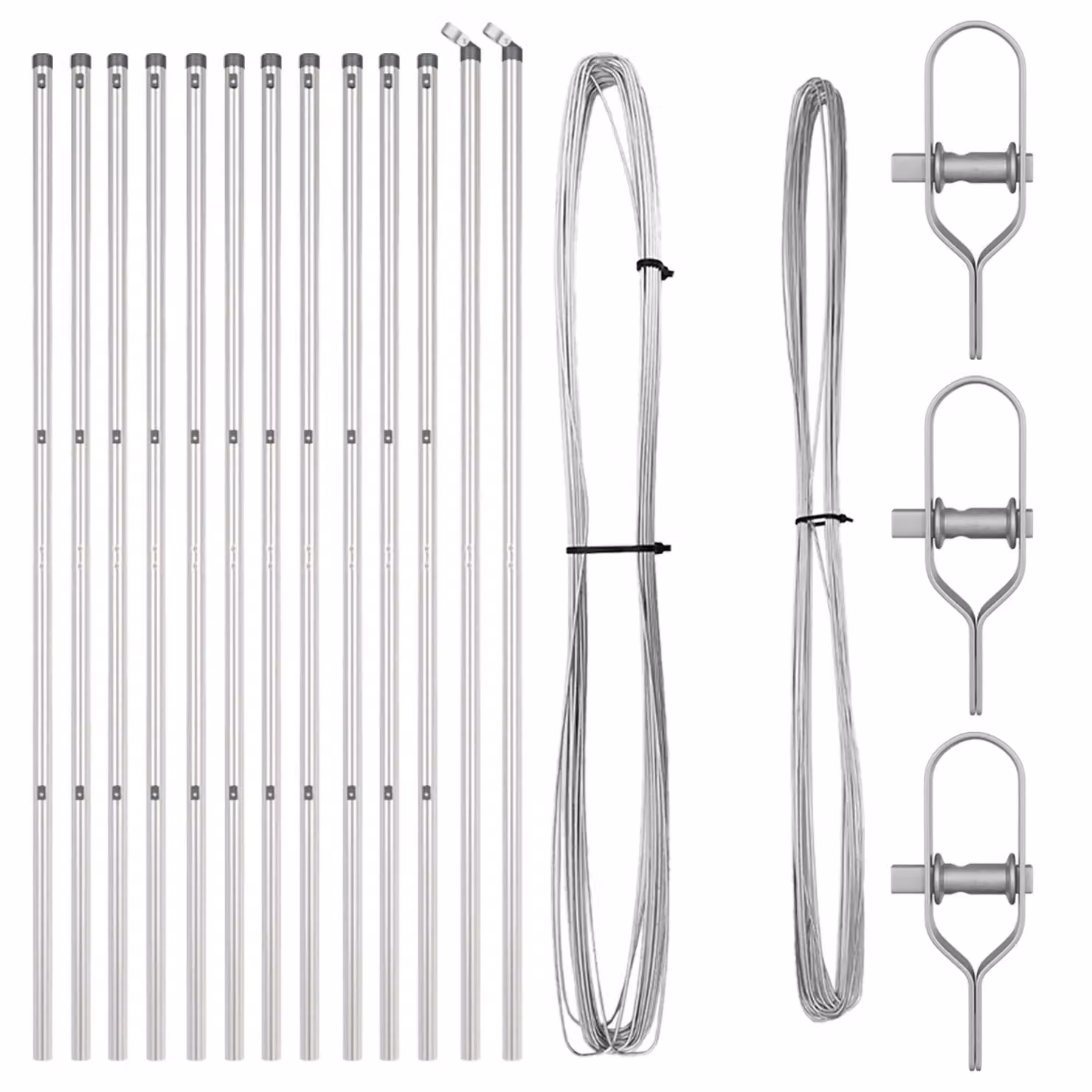 Berkfield Home Set of 26 Silver Galvanised Steel Round Fence Posts – 2