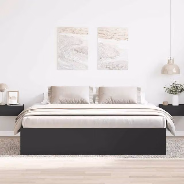 Berkfield Home Modern Bed Frame in Black, W/D/H: 180 x 203 x 35 cm (Super King Size) – 1
