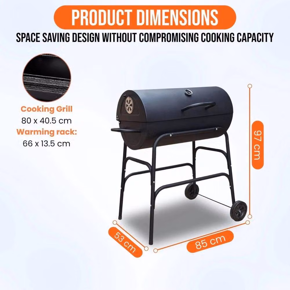 SPETLEK Charcoal Oil Drum BBQ Grill Large Steel Barrel Rack in Black – 2